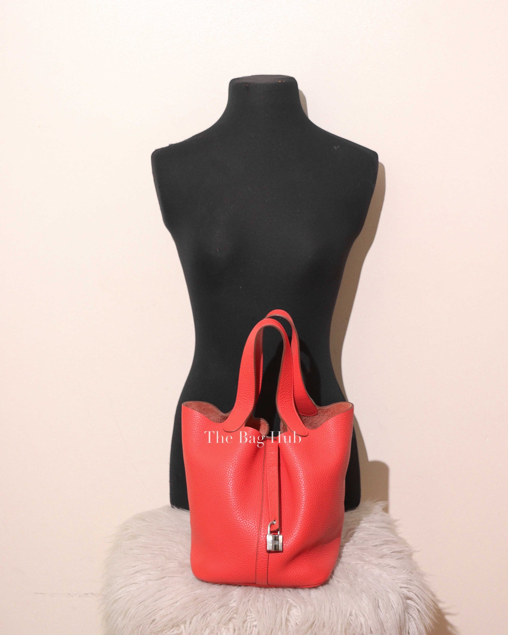 Hermes Flamingo Pink Clemence Picotin 22 Handbag