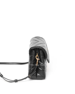 Saint Laurent Black Chevron Quilted Monogram Toy Loulou Mini Shoulder Bag-4