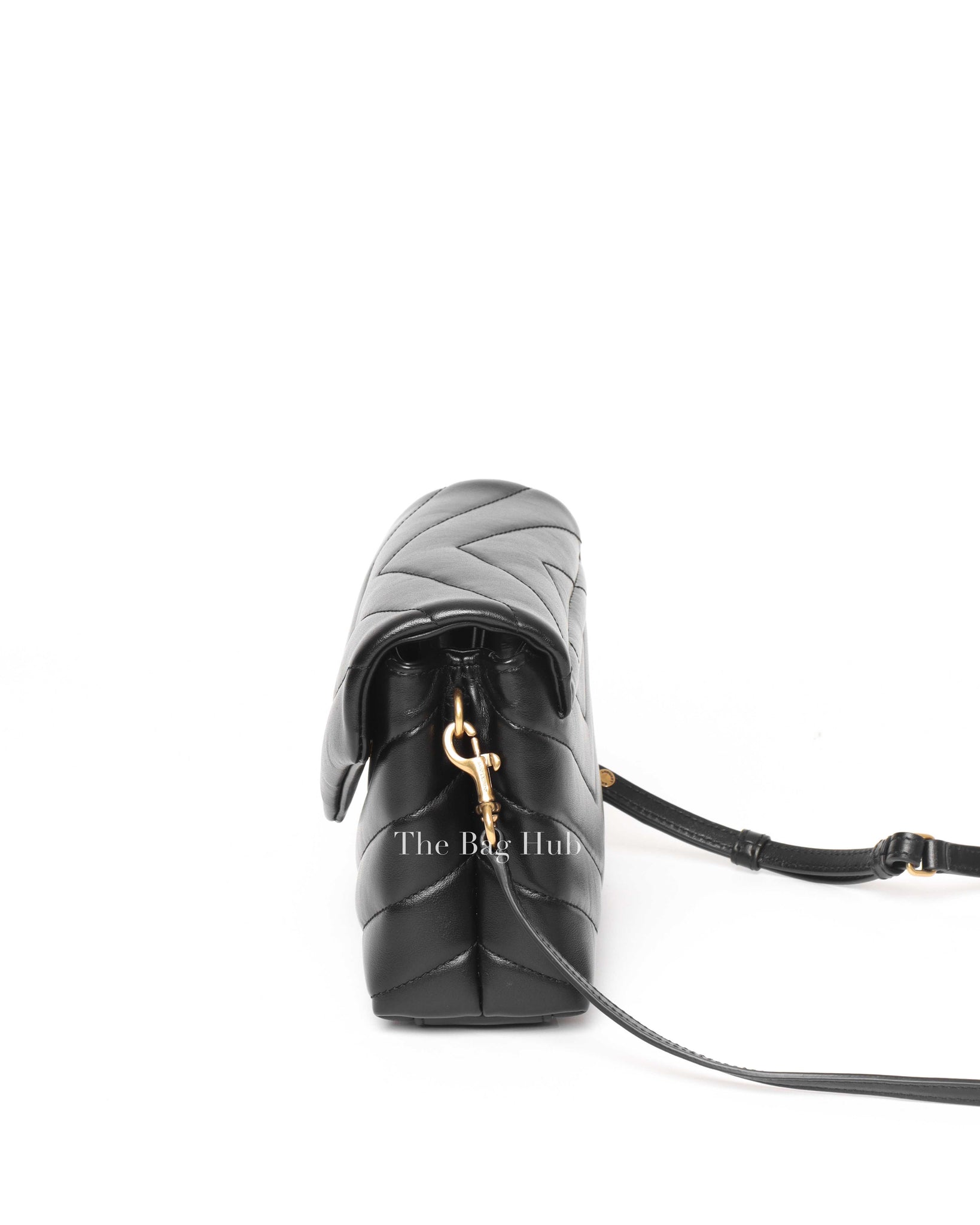 Saint Laurent Black Chevron Quilted Monogram Toy Loulou Mini Shoulder Bag-5