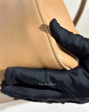 Fendi Dark Beige Leather and Snake Lined Small Peekaboo Tote Bag GHW