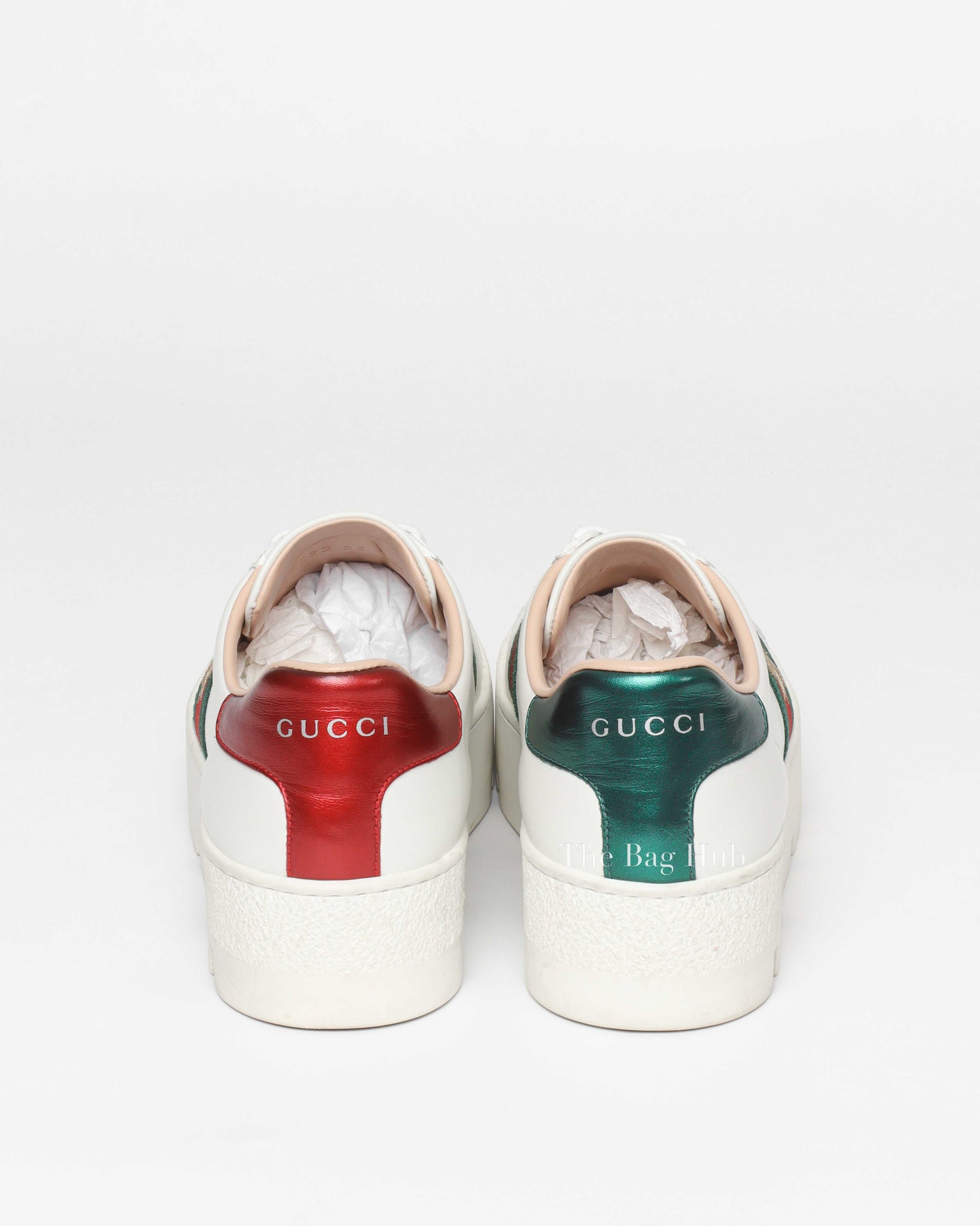 Gucci White Calfskin Women's Ace Embriodered Platform Sneakers Size 36
