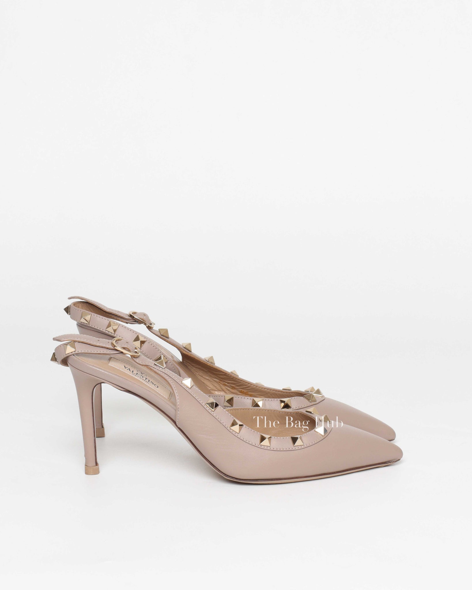 Valentino Garavani Poudre Leather Rockstud half d’orsay Slingback Size 38 - 4