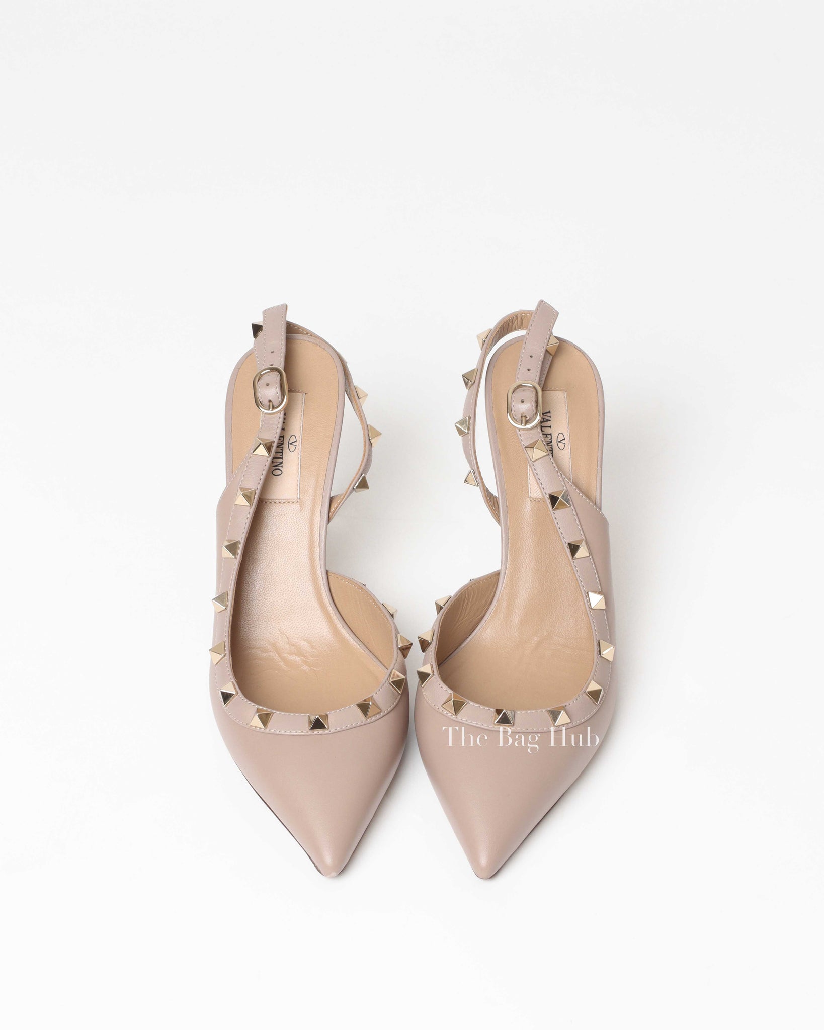 Valentino Garavani Poudre Leather Rockstud half d’orsay Slingback Size 38 - 8