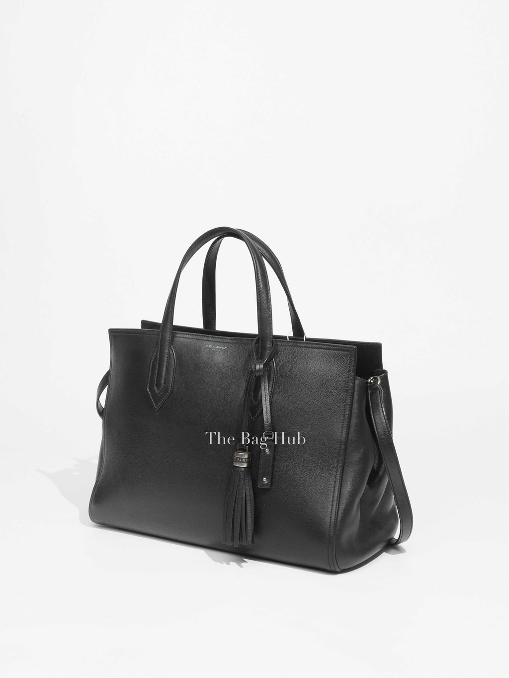 Saint Laurent Black Leather Medium Amber Tote Bag-1