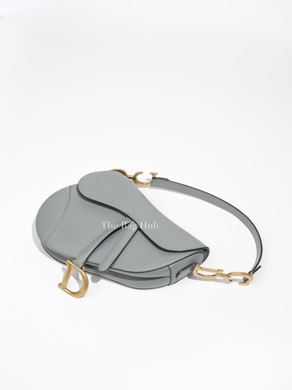 Christian Dior Grey Grained Calfskin Saddle Medium Bag - 1