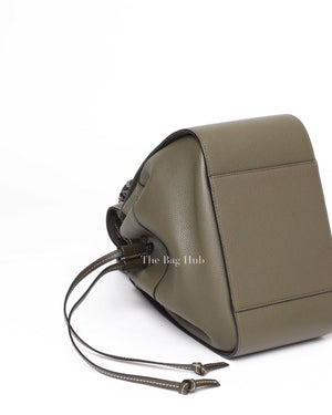 Loewe Army Green Leather Drawstring Small Hammock Bag