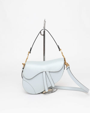 Dior Placid Blue Smooth Calfskin Leather Saddle Bag