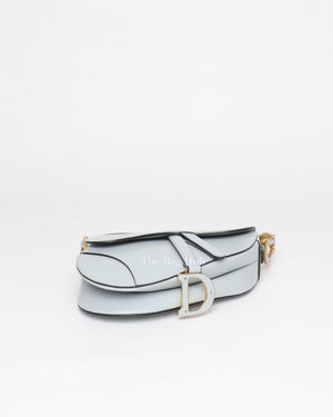 Dior Placid Blue Smooth Calfskin Leather Saddle Bag