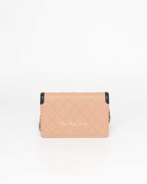 Chanel Beige/Black Caviar Quilted CC Filigree WOC GHW