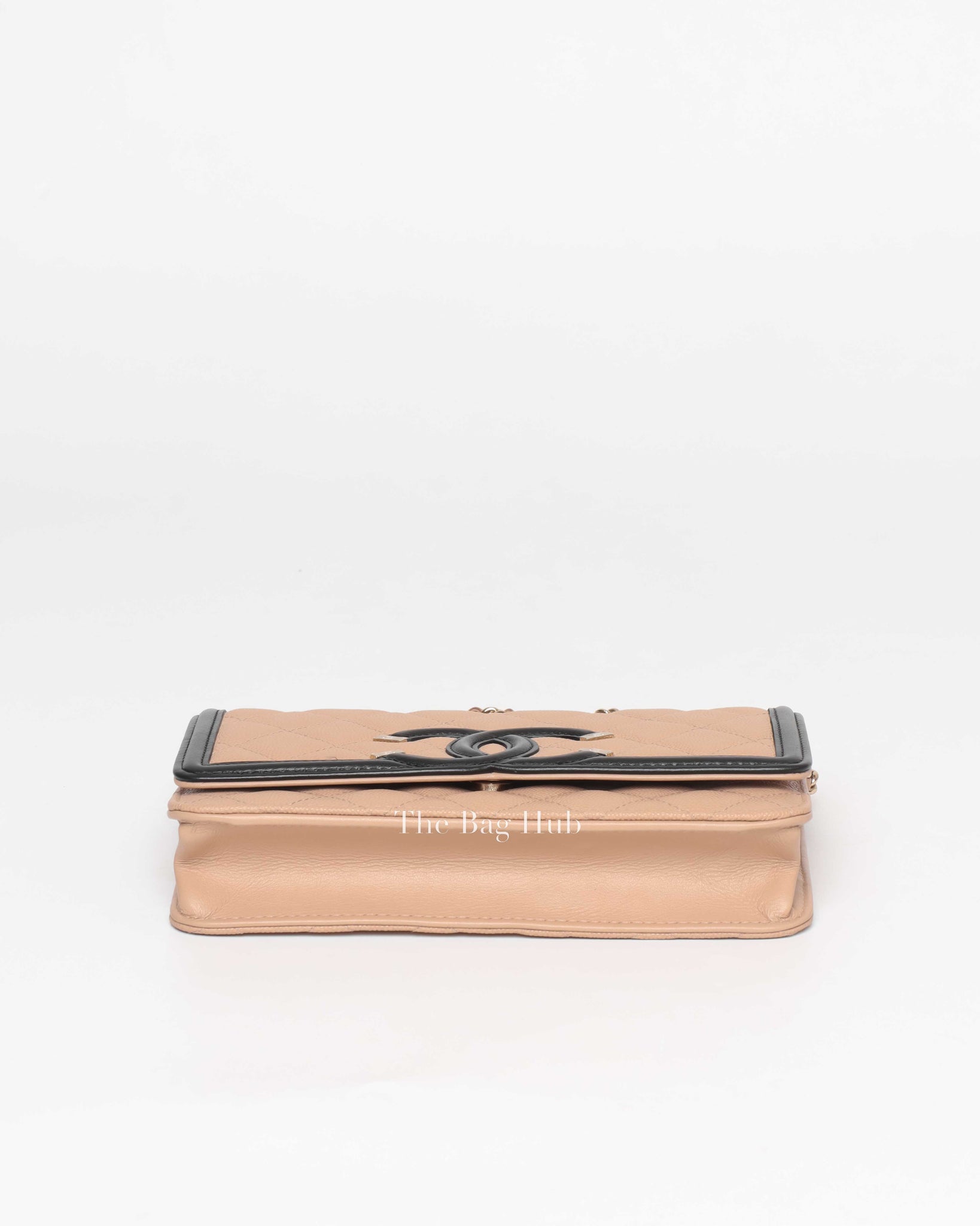 Chanel Beige/Black Caviar Quilted CC Filigree WOC GHW