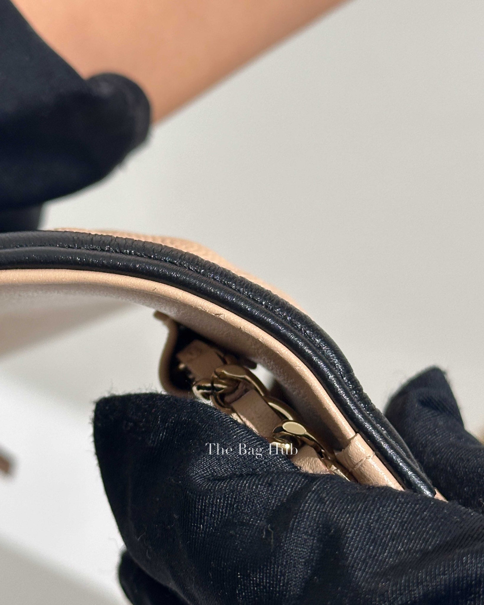 Chanel Beige/Black Caviar Quilted CC Filigree WOC GHW