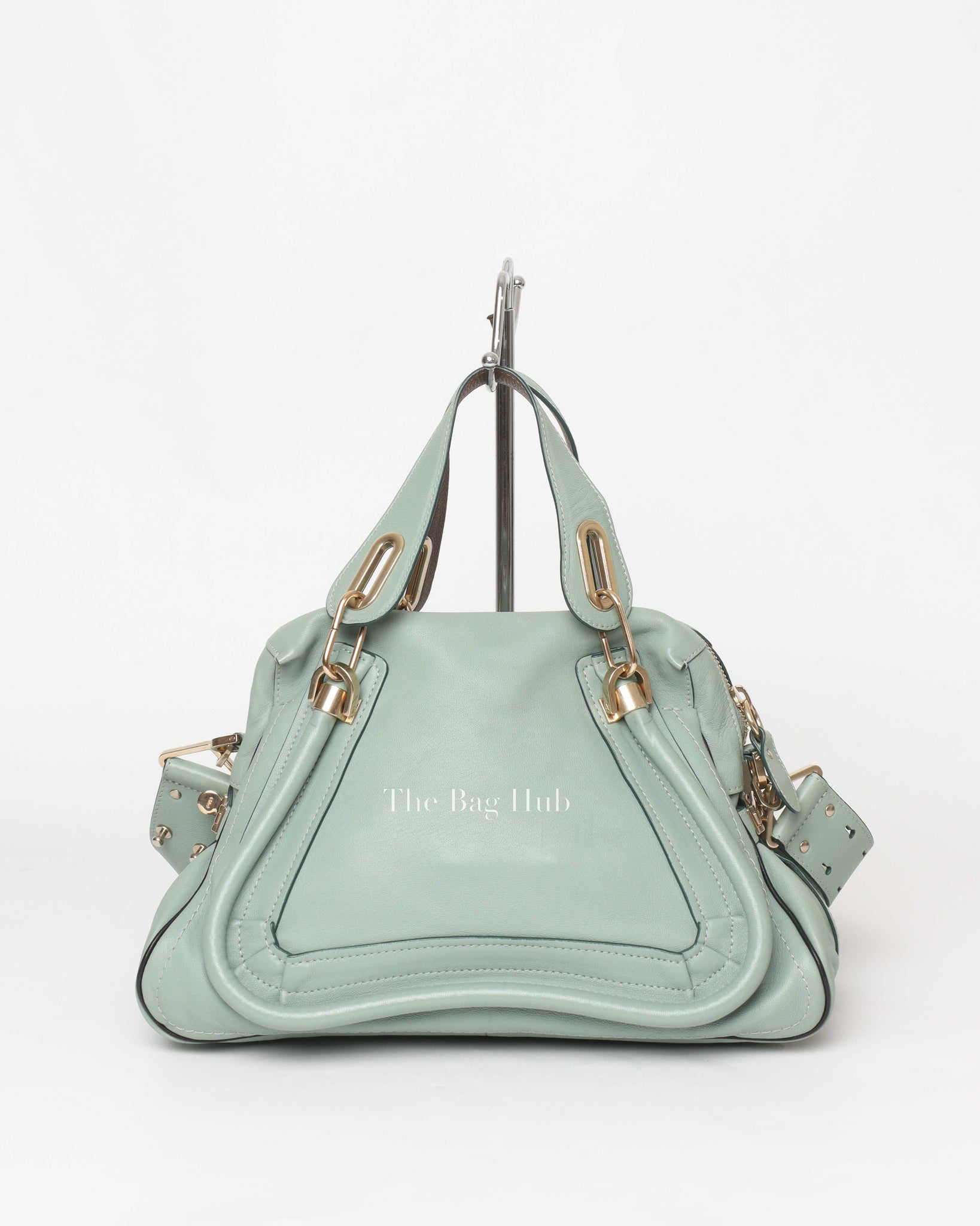 Chloe Icy Mint Pebbled Leather Medium Paraty Bag