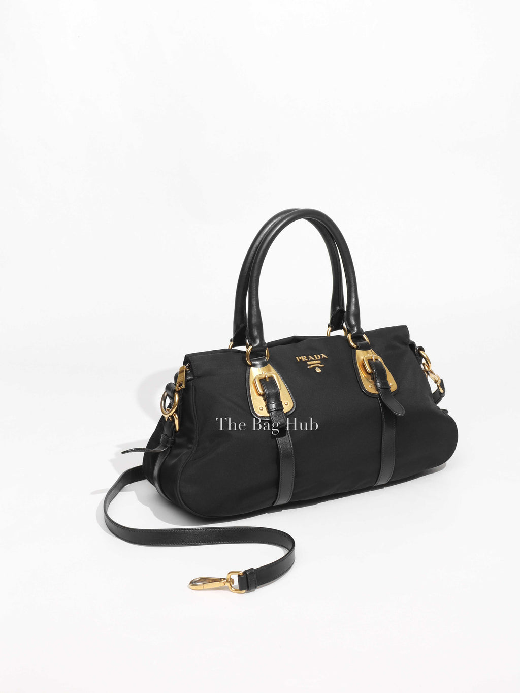 Prada Black Nylon Tessuto And Leather Bauletto Shoulder Bag BN1903