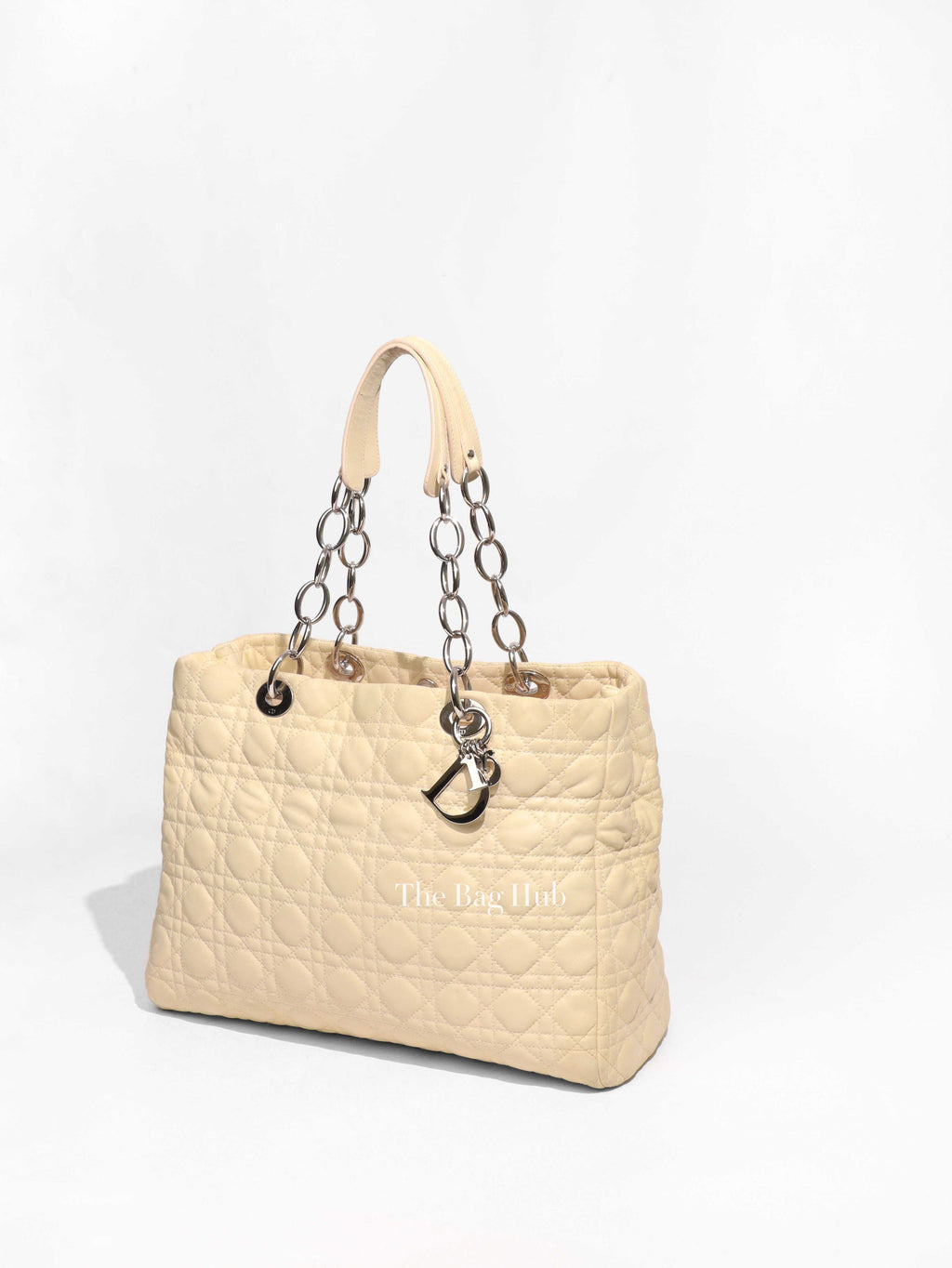 Dior Beige Lambskin Cannage Quilted Large Tote Bag