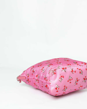 Prada Rosa Pink Tessuto Stampato Floral Tote Bag