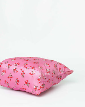 Prada Rosa Pink Tessuto Stampato Floral Tote Bag