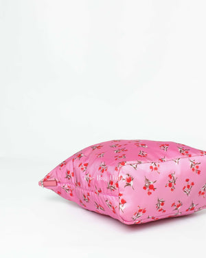 Prada Rosa Pink Tessuto Stampato Floral Tote Bag