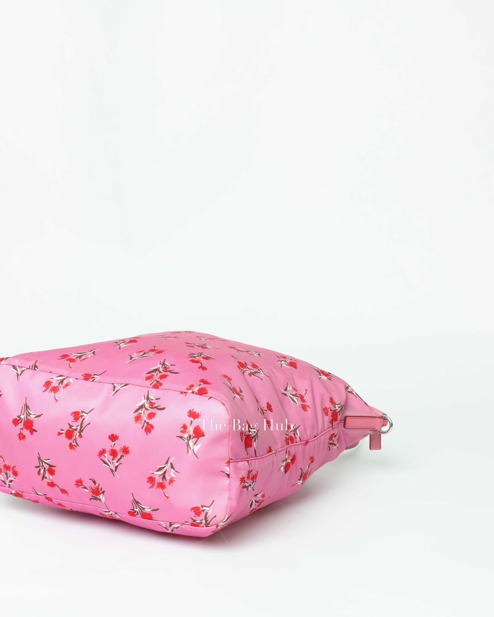 Prada Rosa Pink Tessuto Stampato Floral Tote Bag