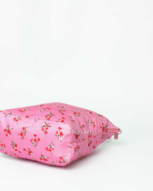 Prada Rosa Pink Tessuto Stampato Floral Tote Bag