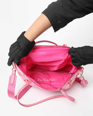 Prada Rosa Pink Tessuto Stampato Floral Tote Bag