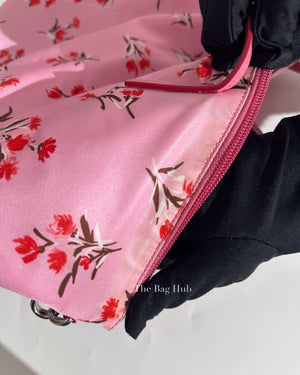 Prada Rosa Pink Tessuto Stampato Floral Tote Bag