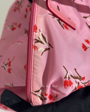 Prada Rosa Pink Tessuto Stampato Floral Tote Bag