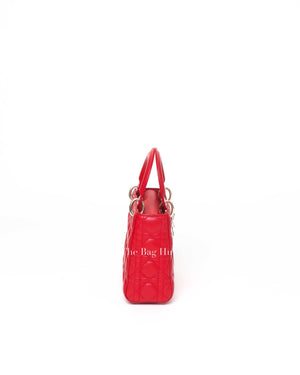 Dior Red Calfskin Leather Cannage Quilted Lady Dior Small Bag