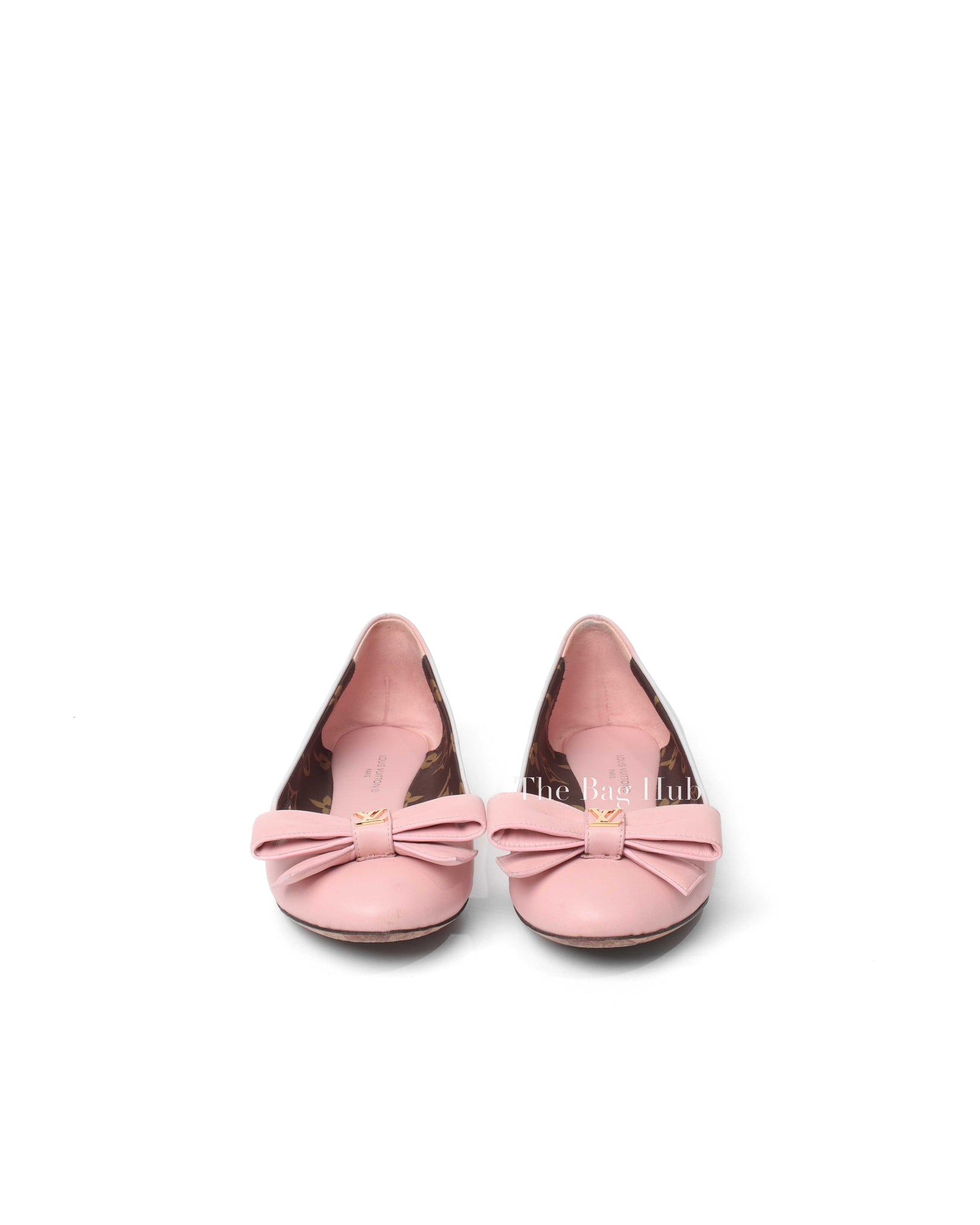Louis Vuitton Pink Leather Popi Flats Size 35