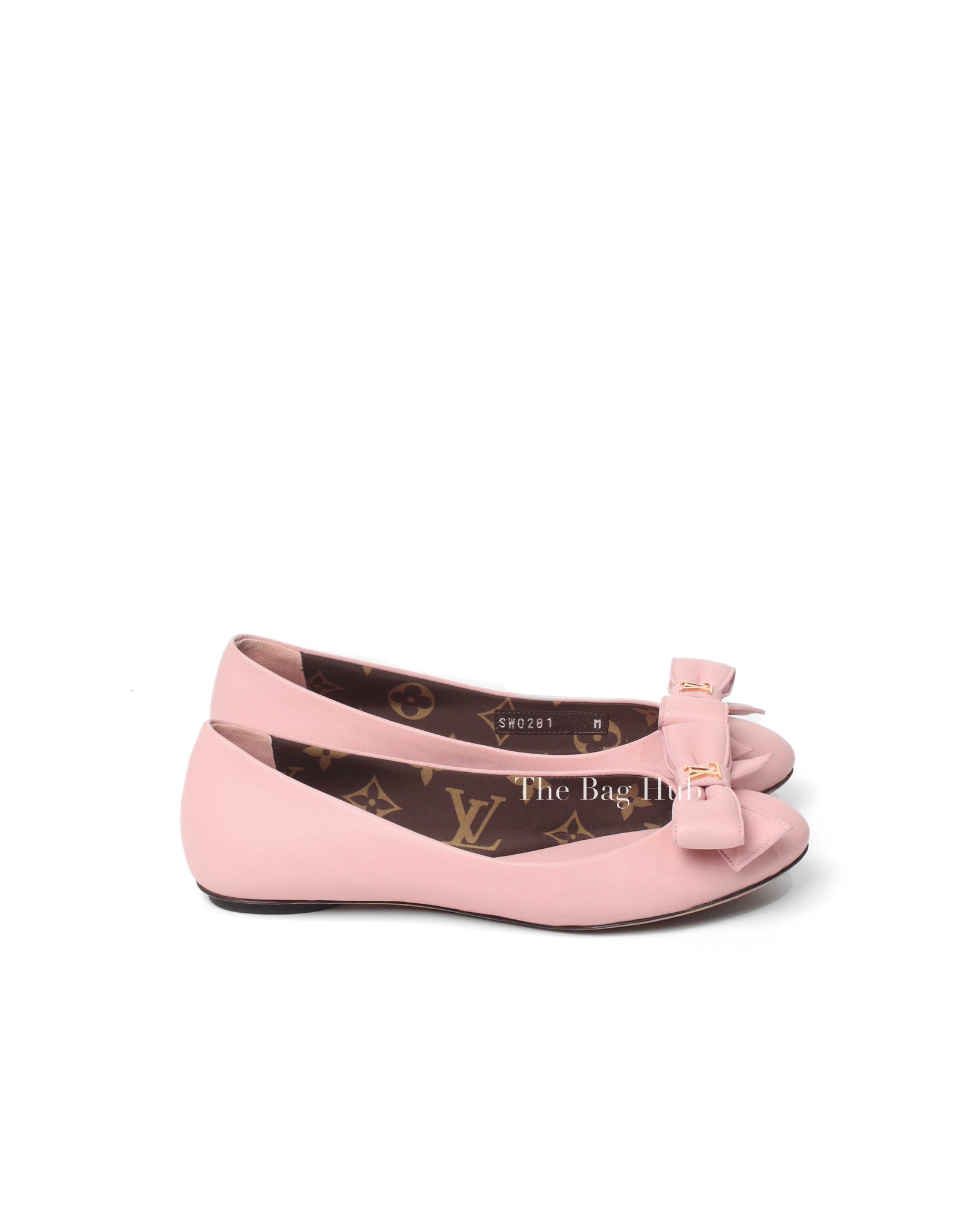 Louis Vuitton Pink Leather Popi Flats Size 35