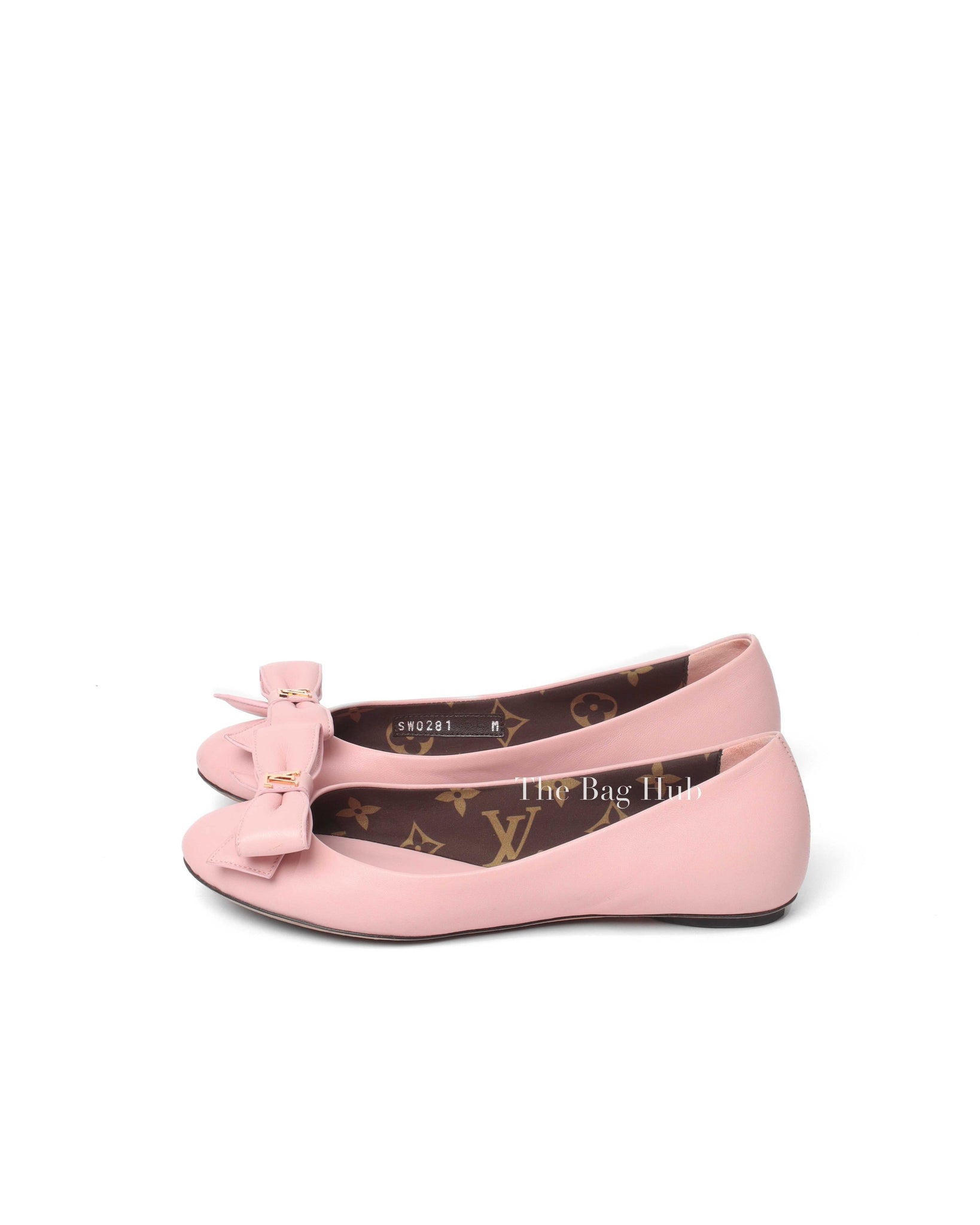 Louis Vuitton Pink Leather Popi Flats Size 35