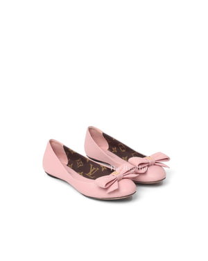 Louis Vuitton Pink Leather Popi Flats Size 35