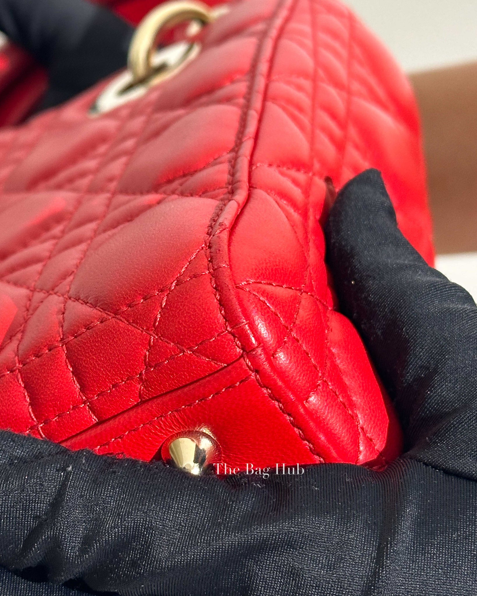 Dior Red Calfskin Leather Cannage Quilted Lady Dior Small Bag