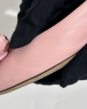 Louis Vuitton Pink Leather Popi Flats Size 35