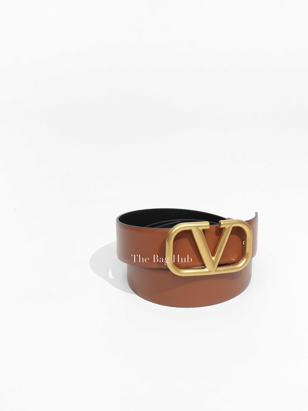 Valentino Saddle Brown Calfskin Leather VLogo Signature Men's Belt 40 MM