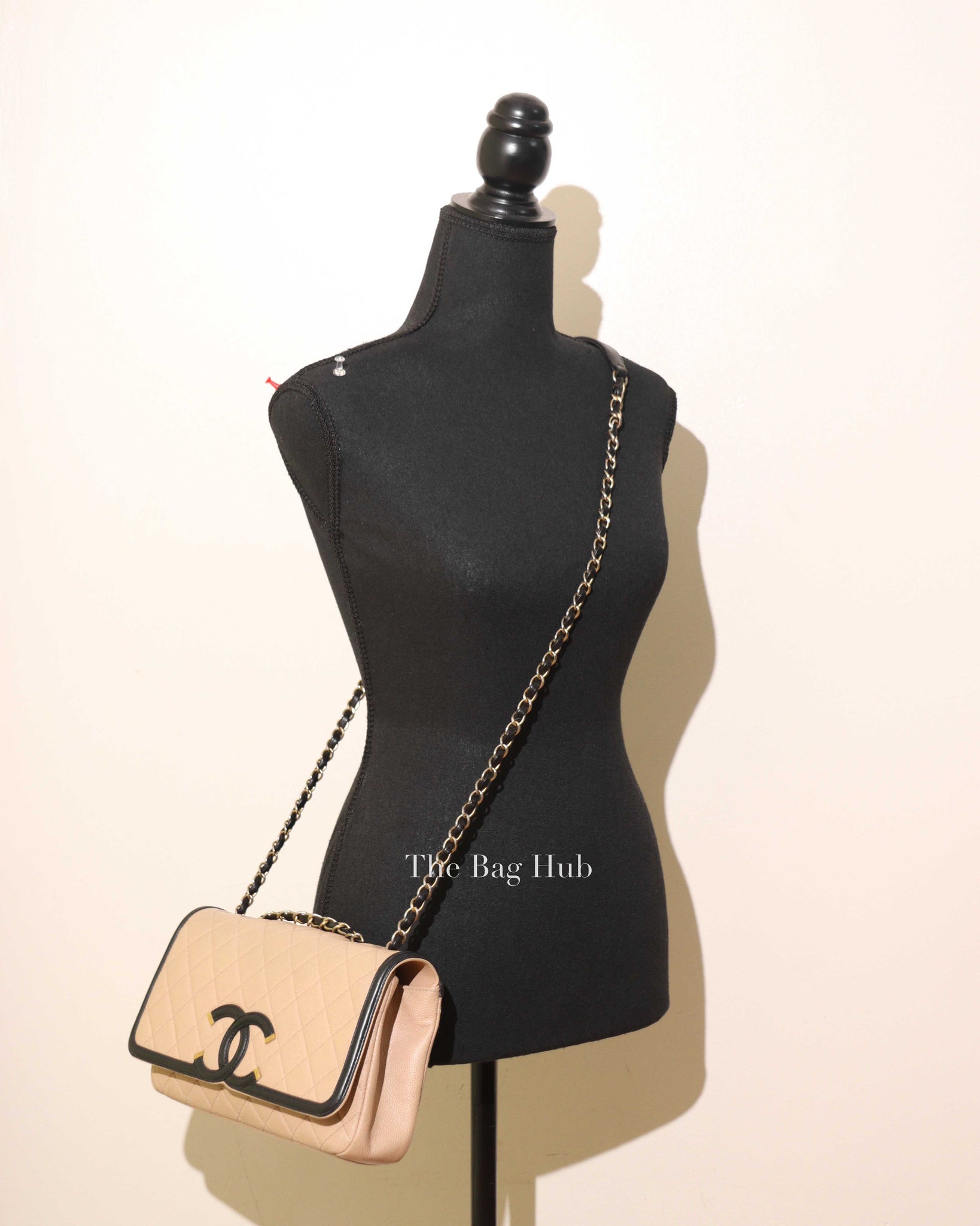 Chanel Beige Caviar Quilted Medium Filigree Flap Bag Designer Brand Authentic Chanel The Bag Hub