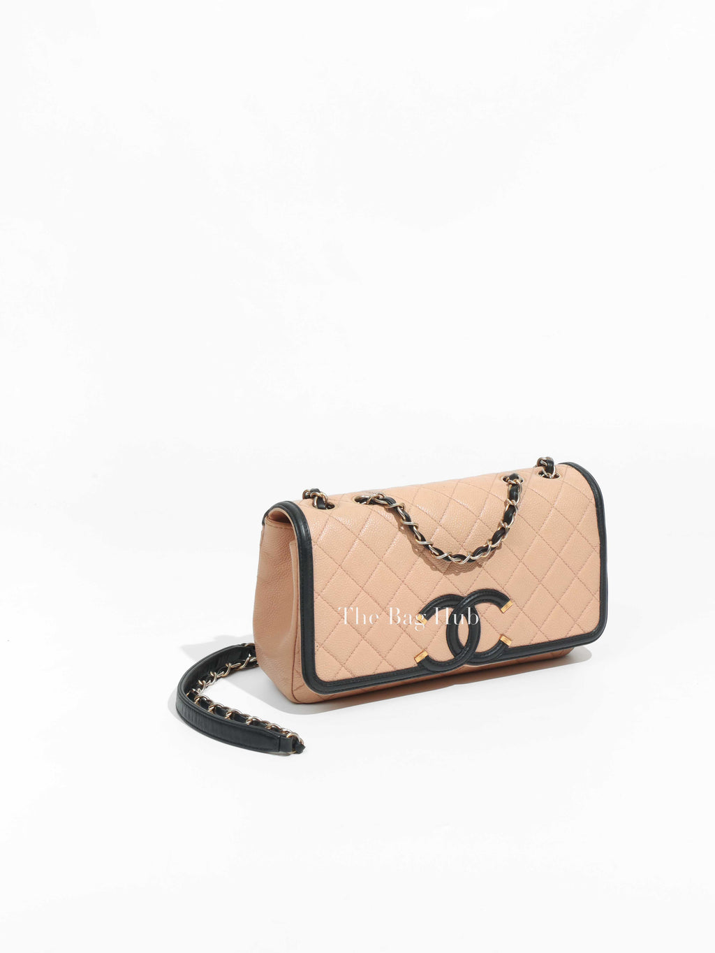 Chanel Beige Caviar Quilted Medium Filigree Flap Bag