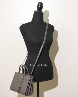 Saint Laurent Gray Grained Leather Nano Sac De Jour Bag