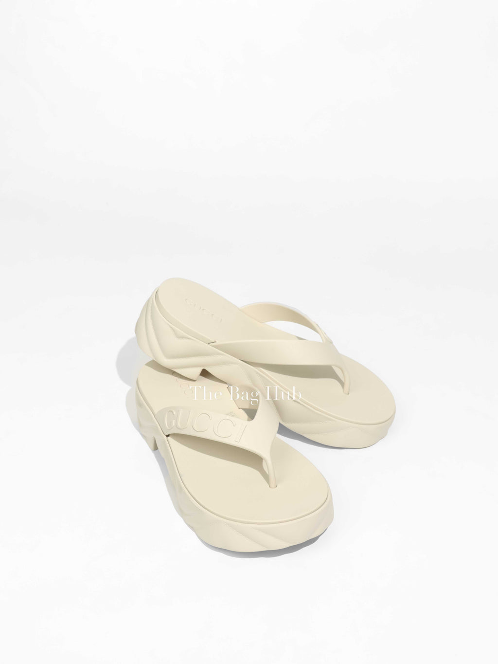 Gucci Pale White Rubber Platform Sandal 39