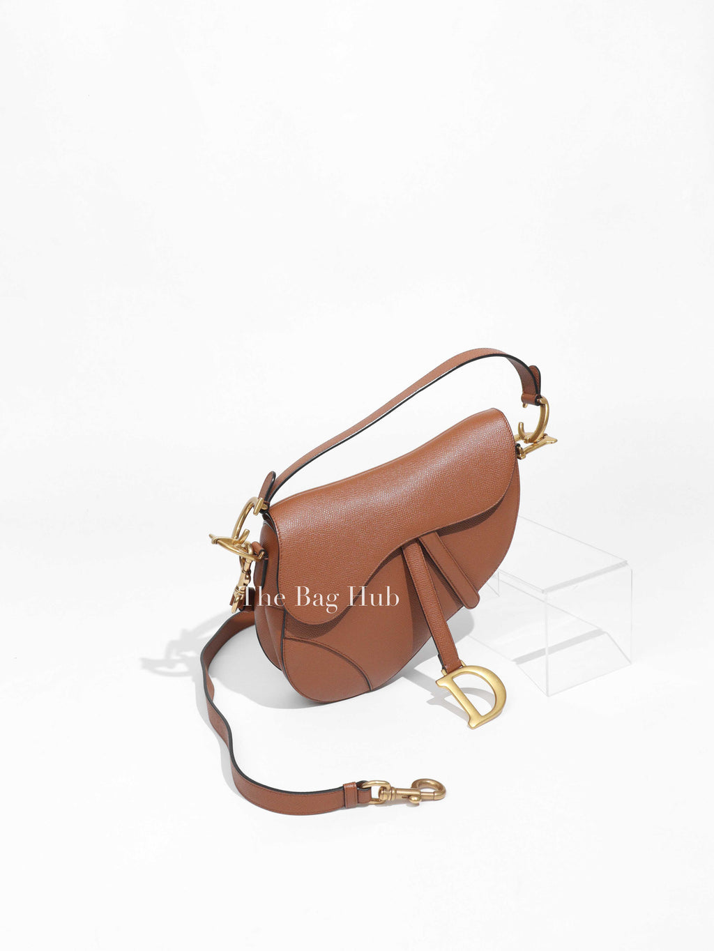 Dior Golden Grained Calfskin Saddle Bag w/ Strap