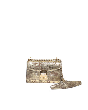 Miu Miu Pirite Vitello Graphic Metallic Leather Chain Strap Shoulder Bag 5BD081