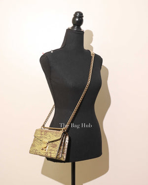 Miu Miu Pirite Vitello Graphic Metallic Leather Chain Strap Shoulder Bag 5BD081