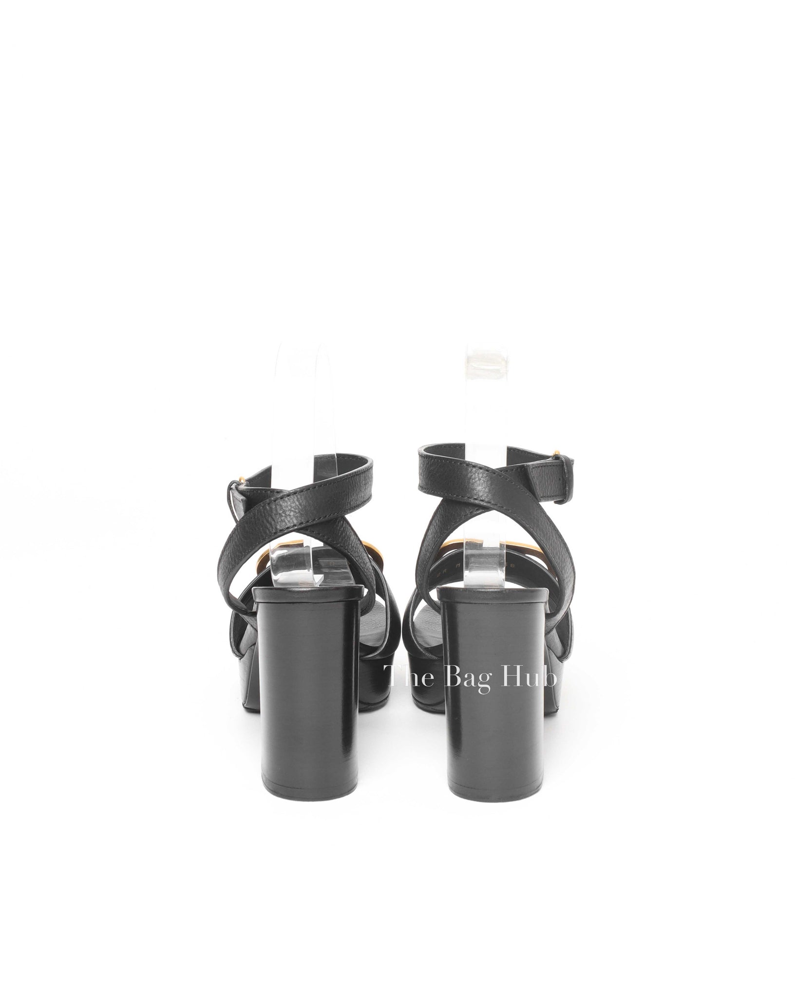 Valentino Black V Logo Block Heels Size 37.5
