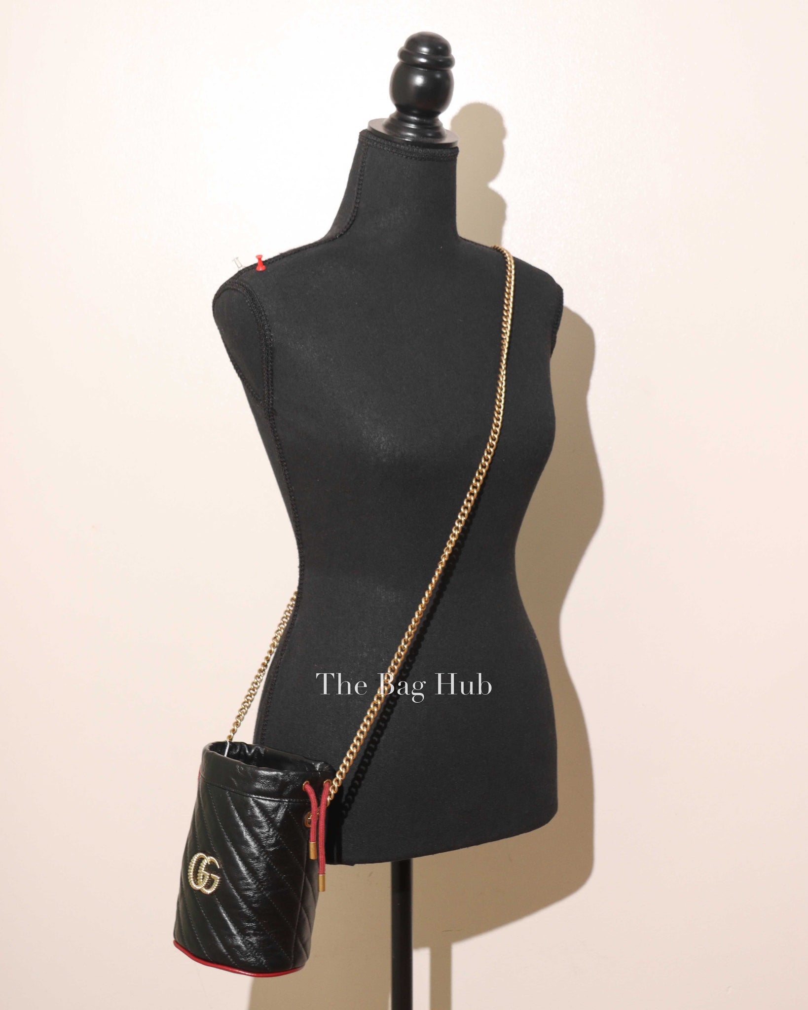 Gucci Black Leather Marmont Mini Bucket Bag