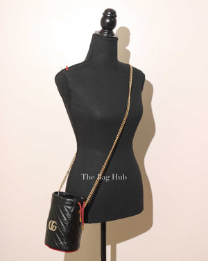 Gucci Black Leather Marmont Mini Bucket Bag
