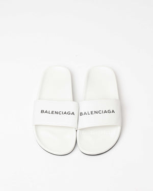 Balenciaga White Rubber Men's Pool Slide Size 40