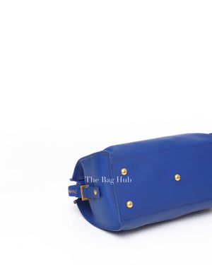 Saint Laurent Blue Leather Small Chyc Cabas Bag