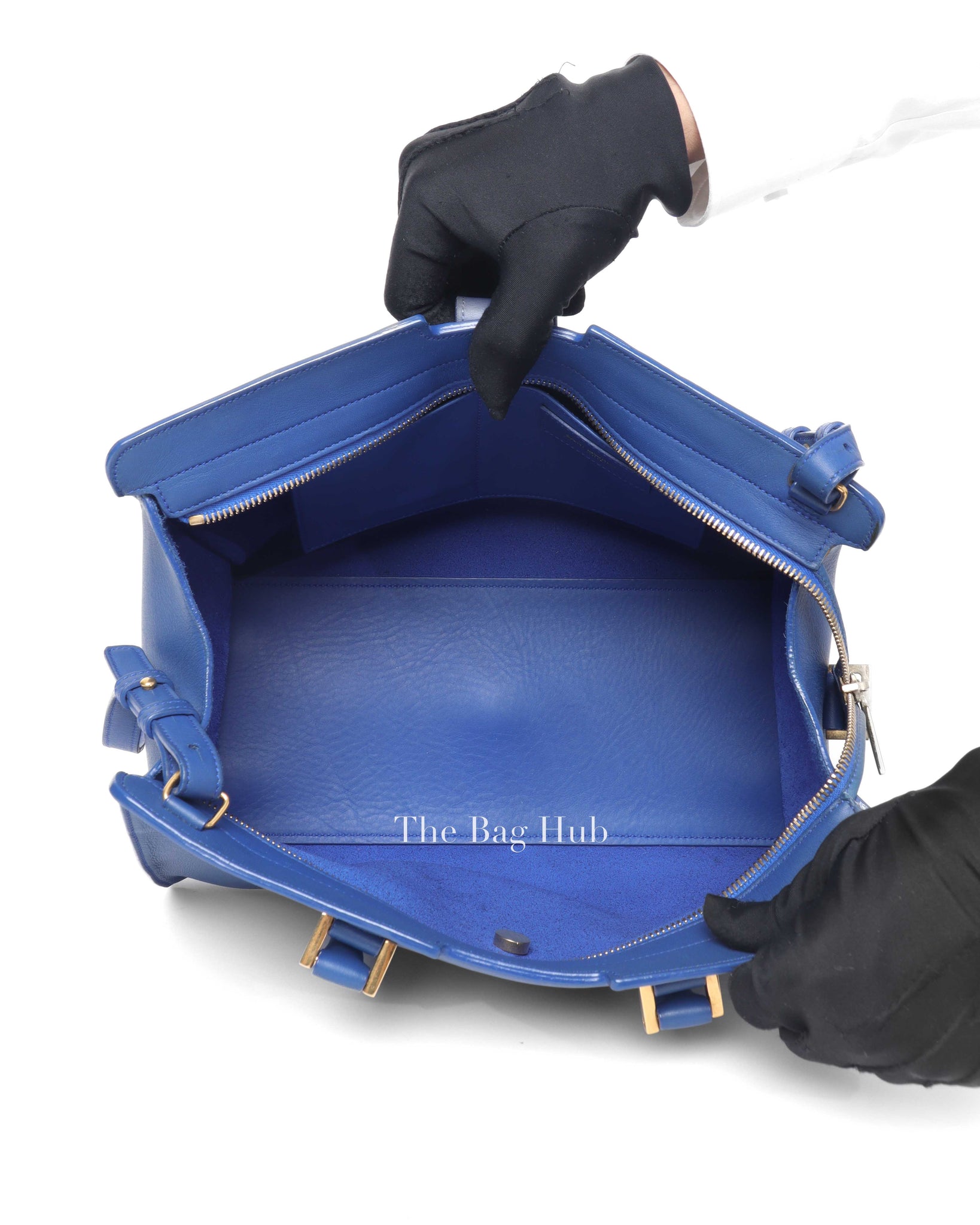 Saint Laurent Blue Leather Small Chyc Cabas Bag