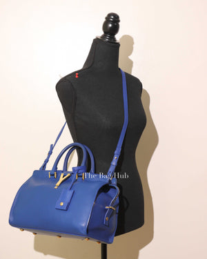 Saint Laurent Blue Leather Small Chyc Cabas Bag