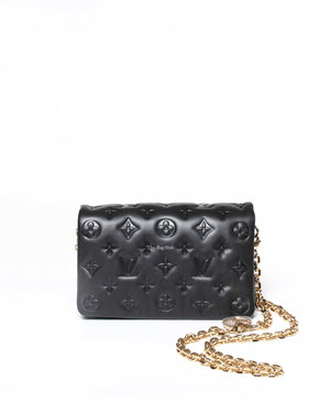 Louis Vuitton Black Soft Lambskin Monogram Pochette Coussin Crossbody Bag-2