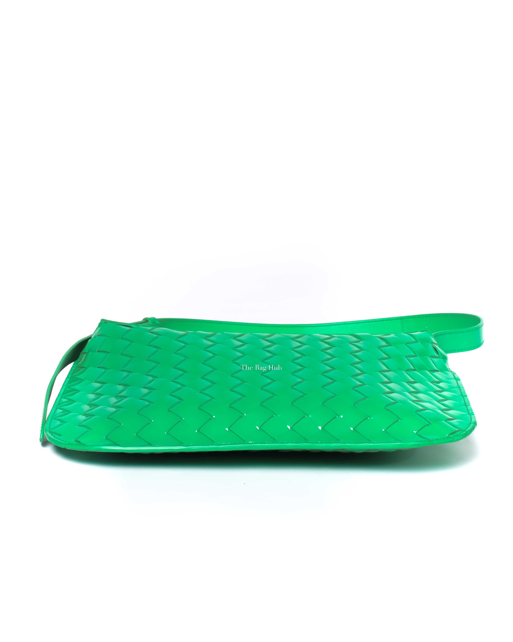 Bottega Veneta Grass Green Patent Leather Intrecciato Small Flap Shoulder Bag-6